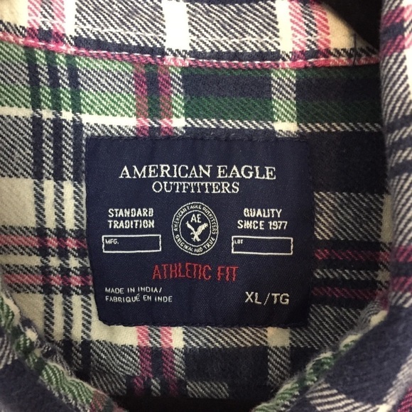American Eagle Plaid Shirt Mens XL Athletic Fit Cotton Lightweight Soft Flannel - Picture 5 of 9